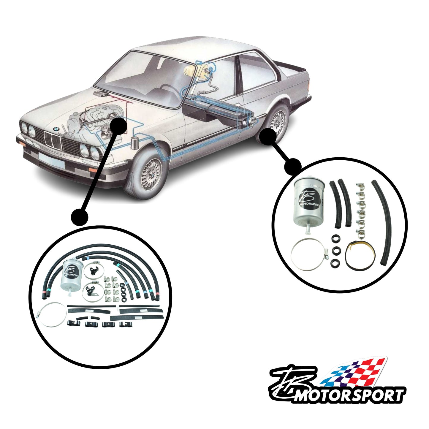 Dash Leitungen Tank Kraftstoff KIT02 passend für BMW E30 BJ1982-93