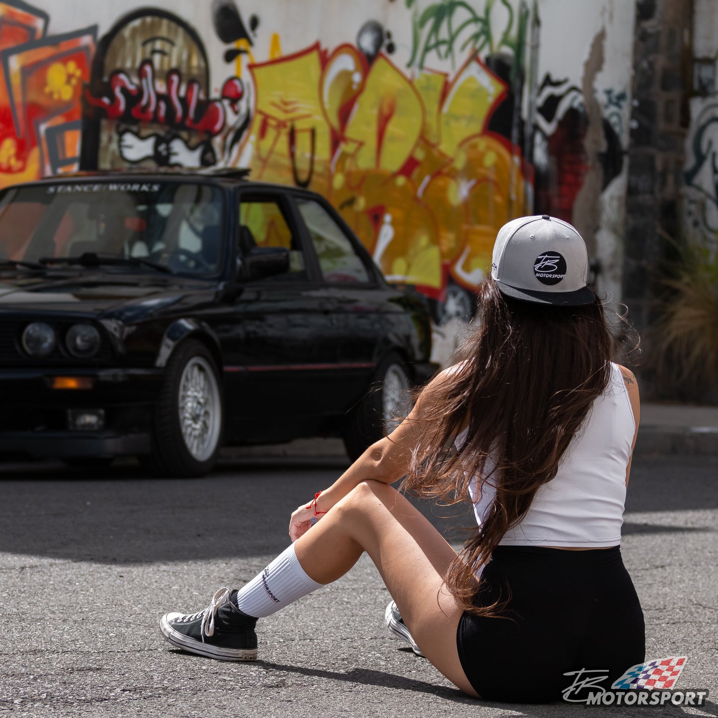 TB-Motorsport Snapback grau schwarz 3D Stick