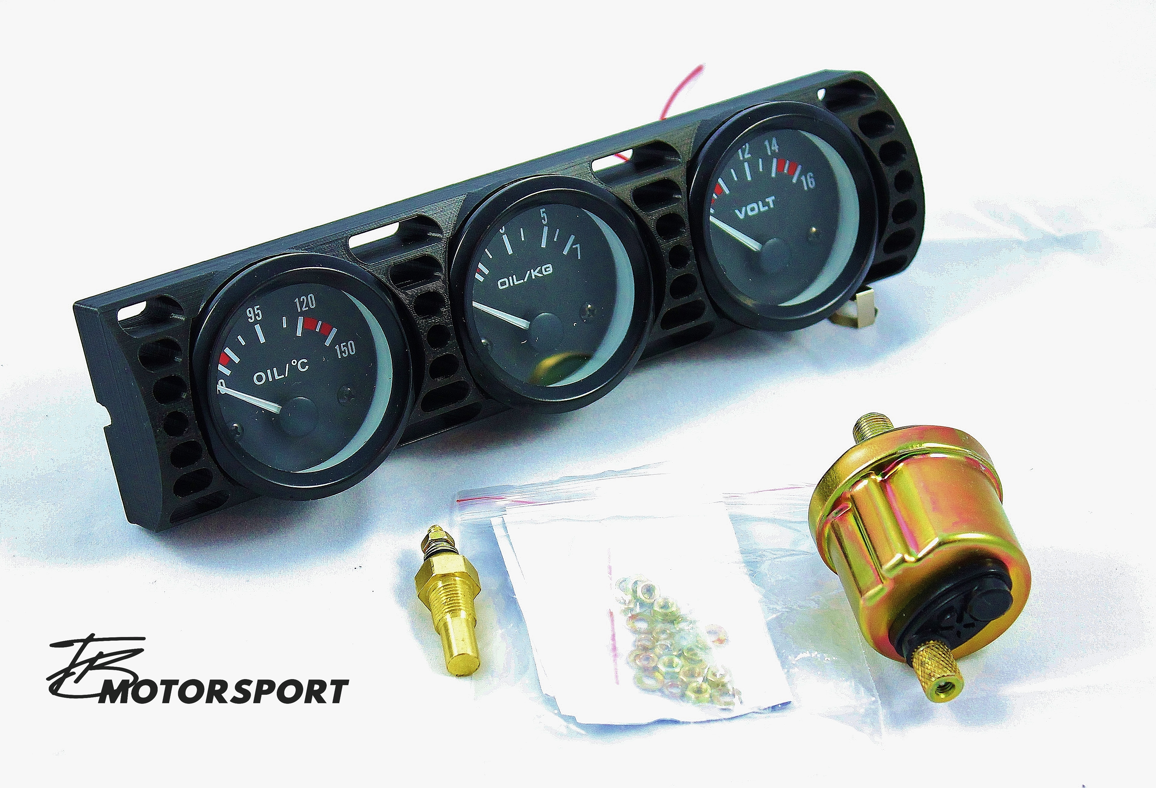 Zusatzinstrumente Halter 3x 52mm inkl. Anzeigen + Sensoren Öl Temp Dru – TB  Motorsport