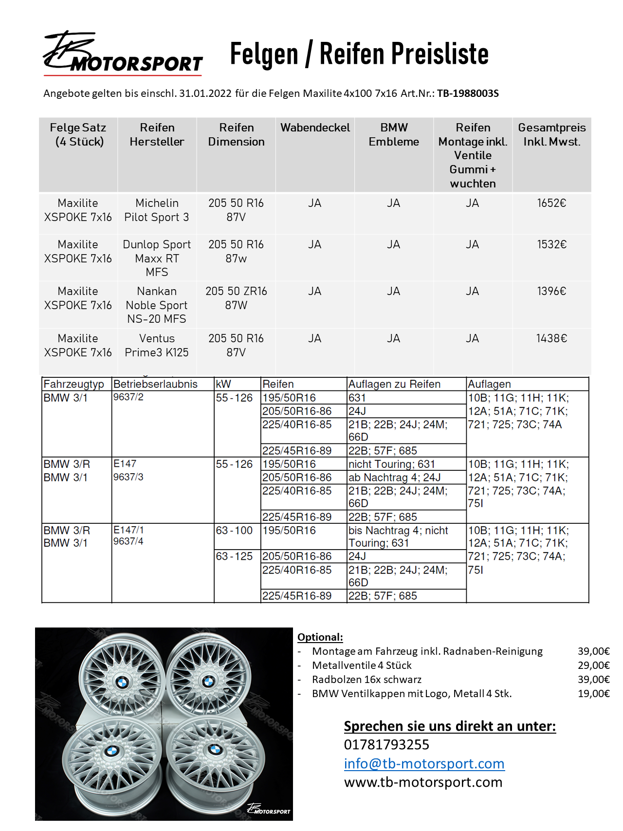 Maxilite Kreuzspeiche Felge 4x100 7x16 inkl. TÜV