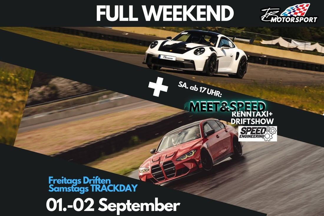 Erlebe Adrenalin pur beim ultimativen Race Weekend mit Drifttraining und Trackday!