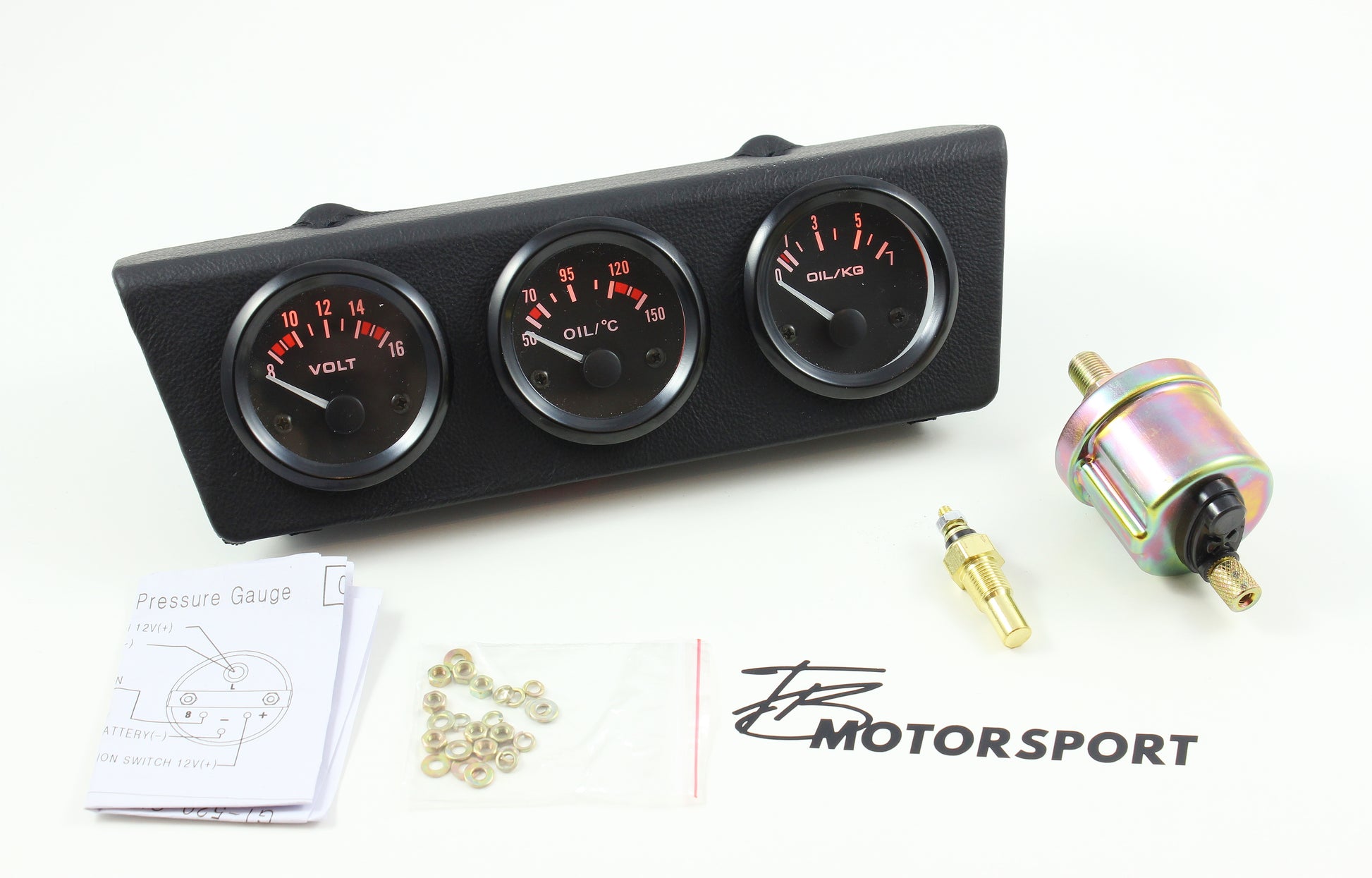 Zusatzinstrumente Halter Mittelkonsole echt Leder 3x 52mm inkl. Sensor – TB  Motorsport